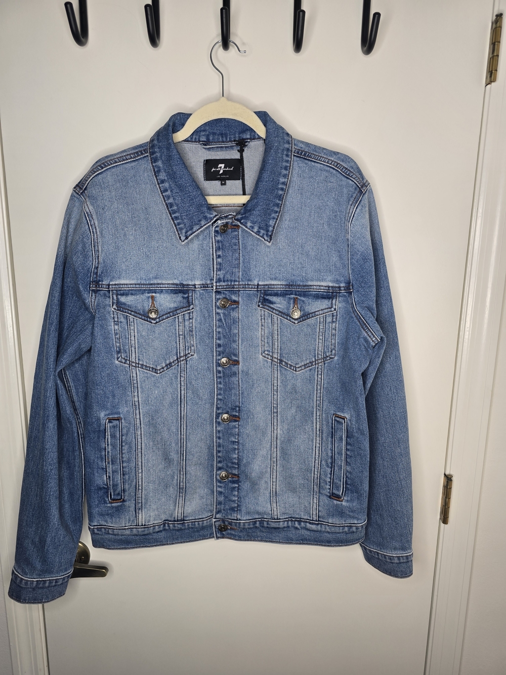7 For All Mankind Light Blue Denim Jacket - Men's Button-Front Trucker